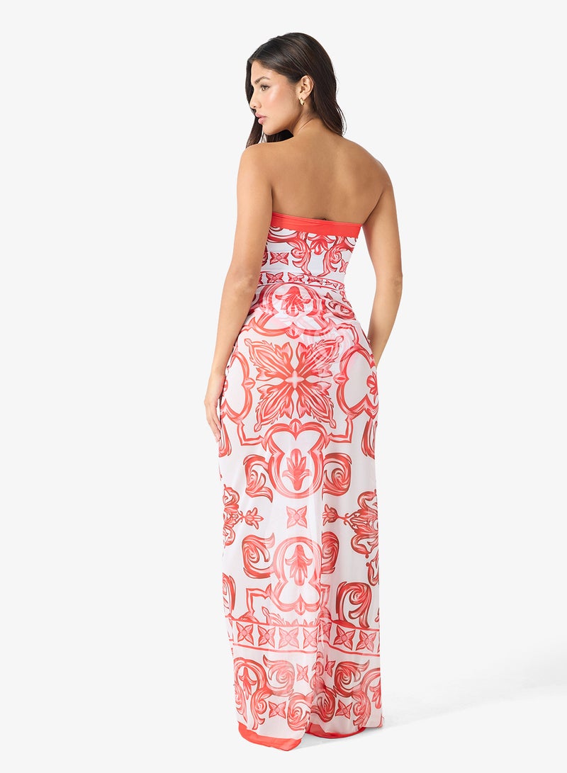 جينجر قطعتان بدلة سباحة بطبعة باروك مع غطاء سارون - Image 2